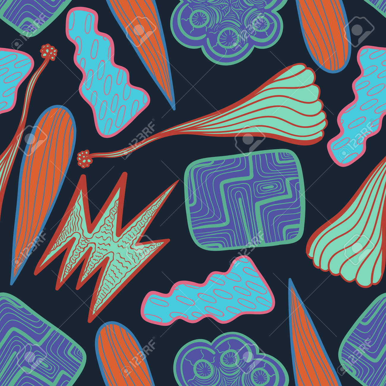Abstract Free Form Shape Seamless Pattern On Dark Blue Royalty Free Cliparts Vectors And Stock Illustration Image