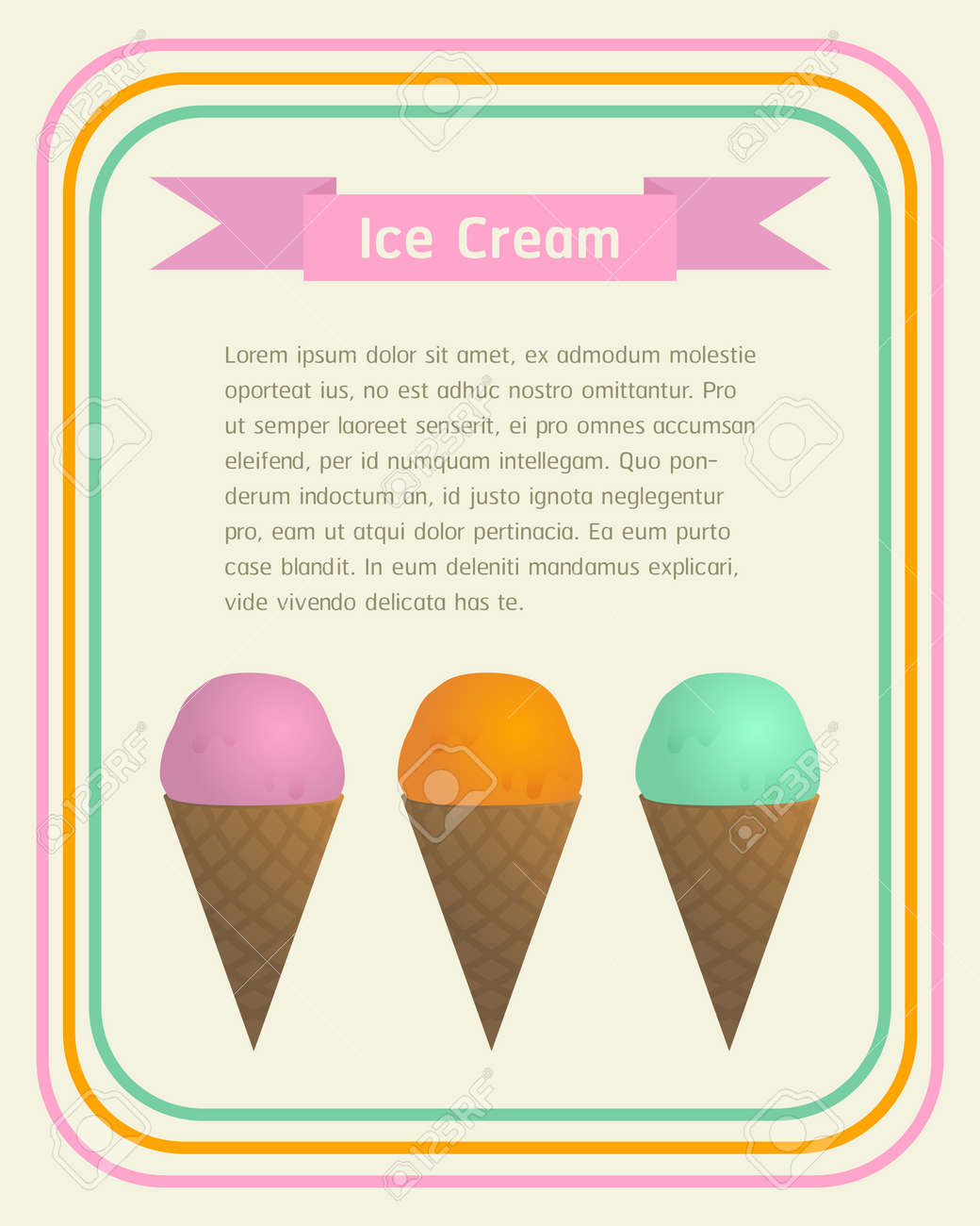 Vector Ice Cream Cone Template Background For Brochure Banner Royalty Free Cliparts Vectors And Stock Illustration Image