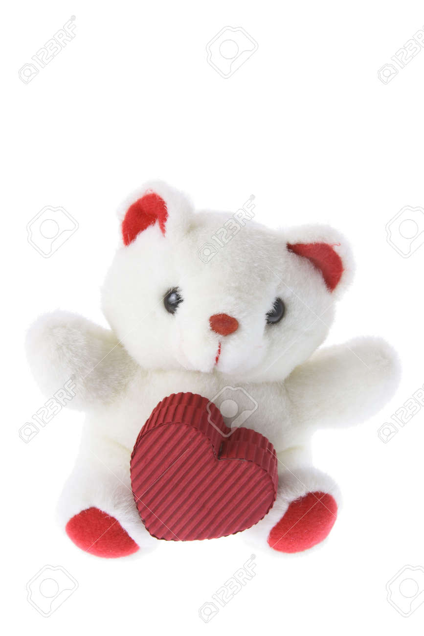 Teddy Bear Mit Liebe Herzen Auf Weisser Hintergrund Lizenzfreie Fotos Bilder Und Stock Fotografie Image 3532526