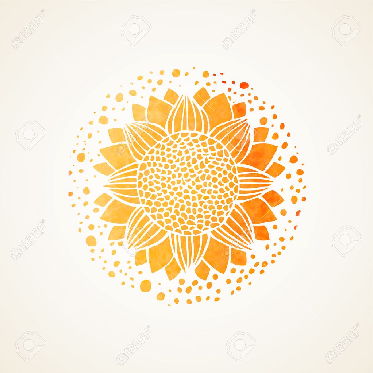 Watercolor sunny mandala. Stylized sunflower. Element for design. Lace yellow pattern on white background. Vector illustration - 41985839 Watercolor sunny mandala. Stylized sunflower. Element for design. Lace yellow pattern on white background. Vector illustration - 41985839