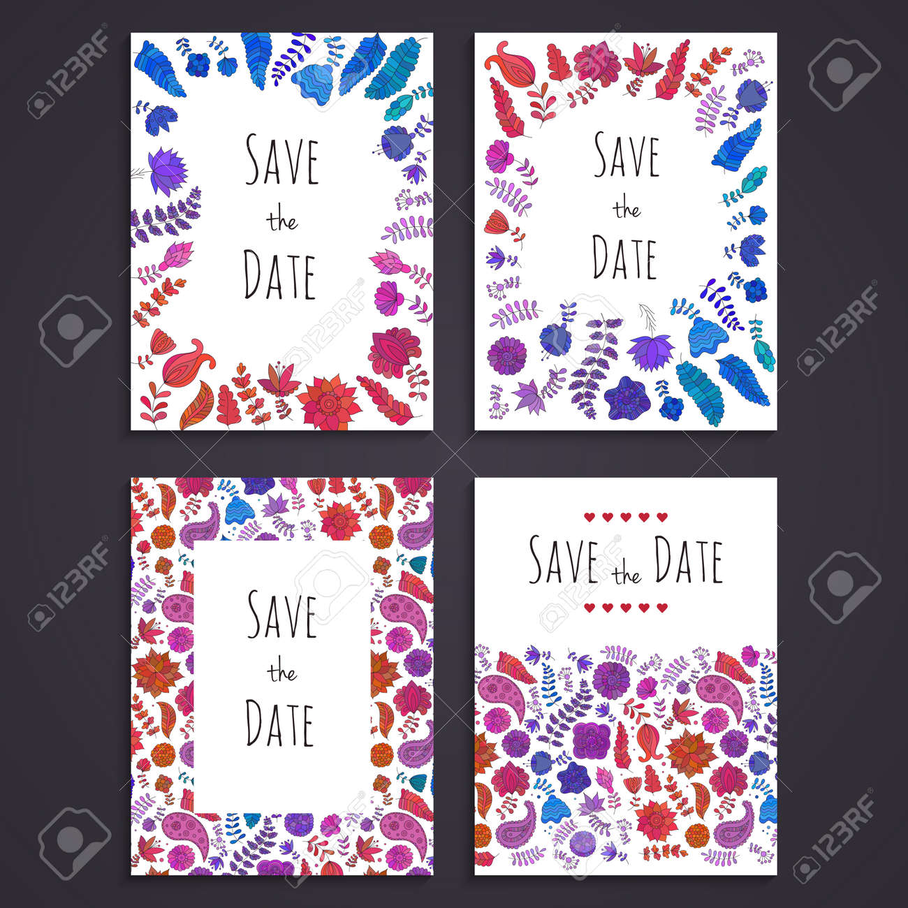 set of doodle greeting