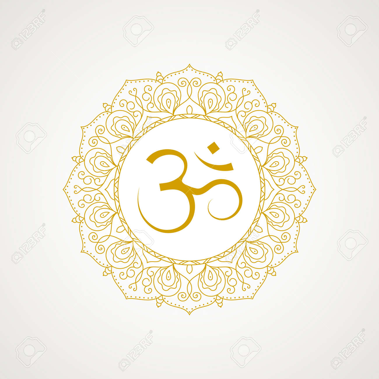 Golden Om Symbol Gold Lace Frame Isolated On White Background Spiritual Icon In Indian Religions Mantra In Hinduism Buddhism Stock Photo Picture And Royalty Free Image Image 66710692