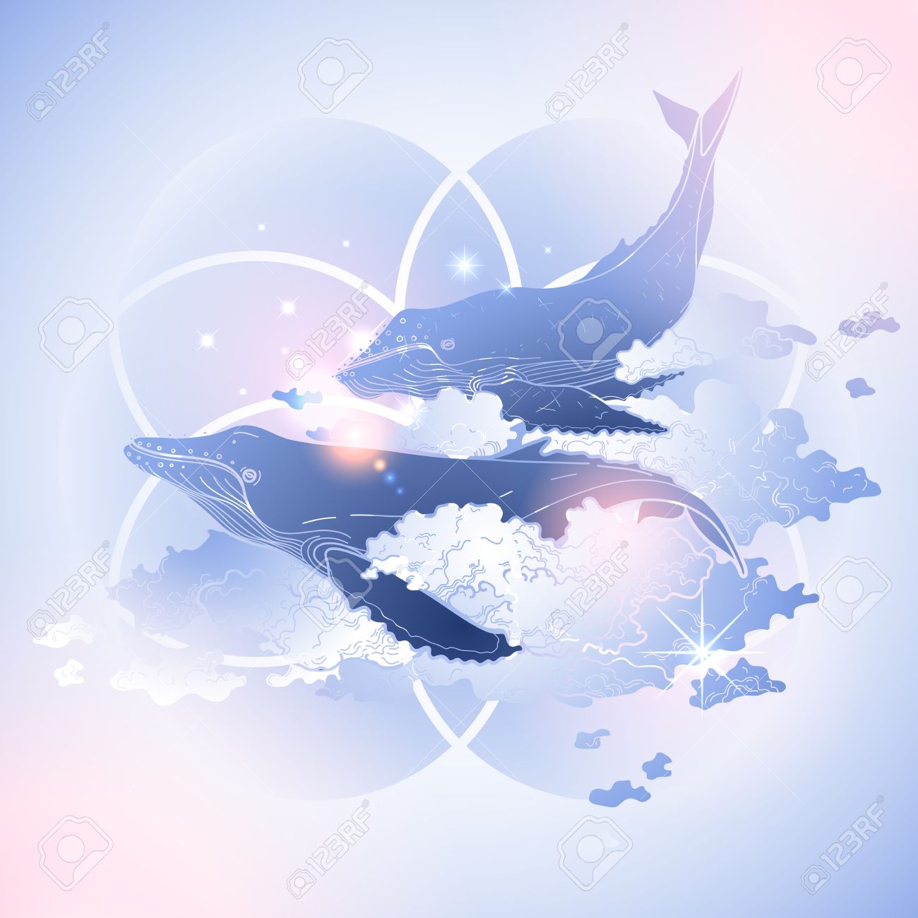 グラフィックのクジラが空を飛んでいます 海と海の生き物を分離しました ピンクとブルーの色のベクトル ファンタジーアート のイラスト素材 ベクタ Image グラフィックのクジラが空を飛んでいます 海と海の生き物を分離しました ピンクとブルーの色のベクトル ファンタジーアート のイラスト素材 ベクタ Image