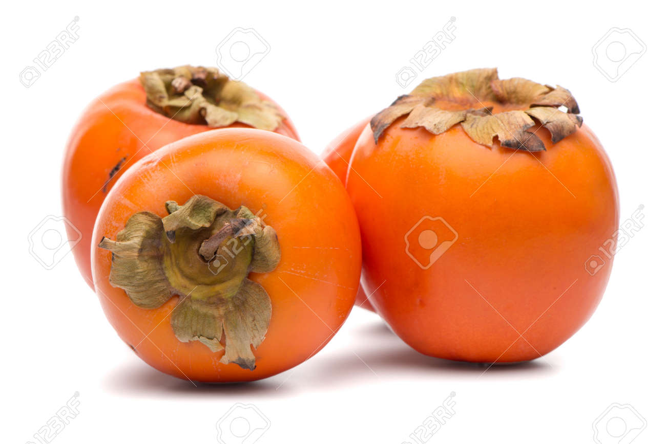 Persimmon fruits on white background. - 91259838 Persimmon fruits on white background. - 91259838