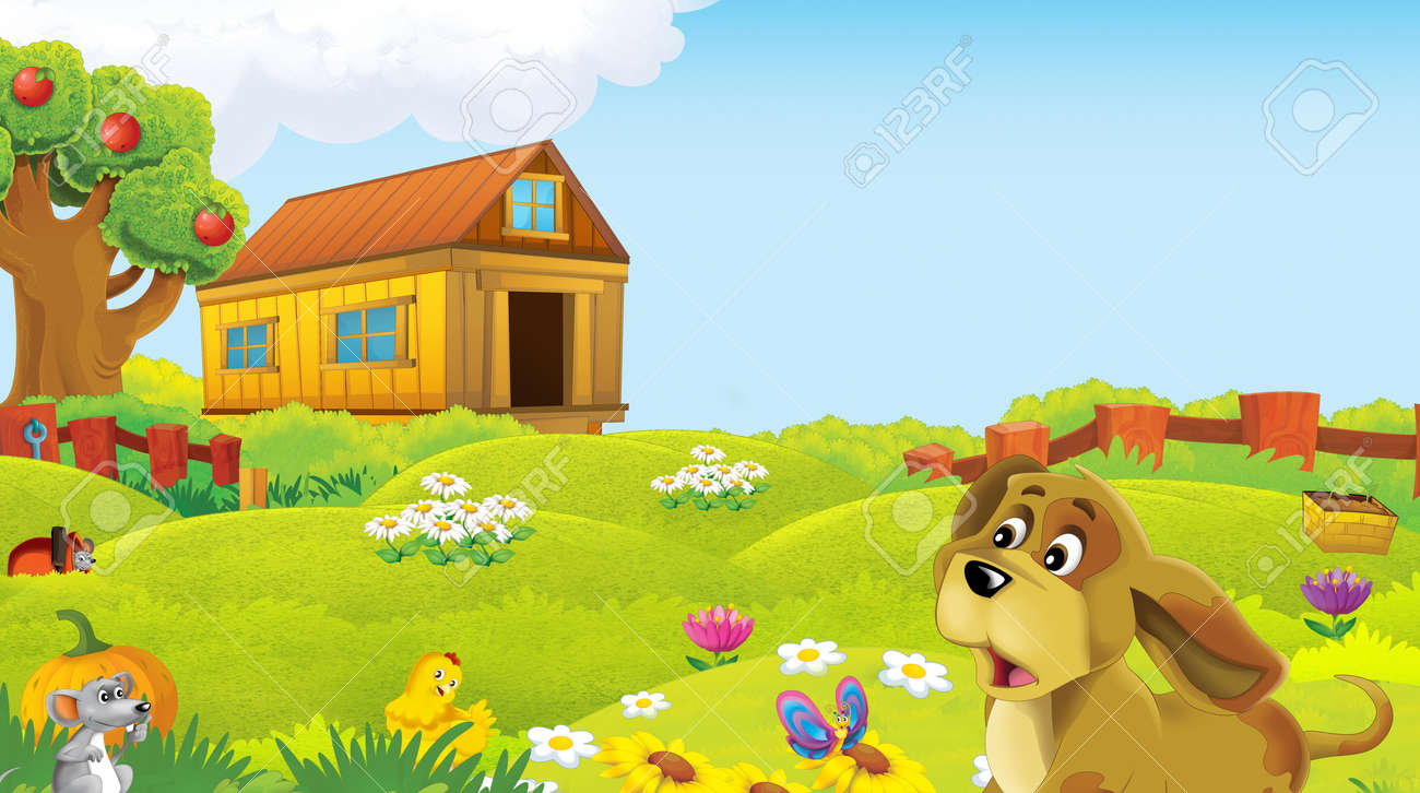 Cartoon Scene With Farm Animal On Ranch Farm Having Fun - Illustration For  Children Stock Photo, Picture and Royalty Free Image. Image 151655589., image size:1300x726