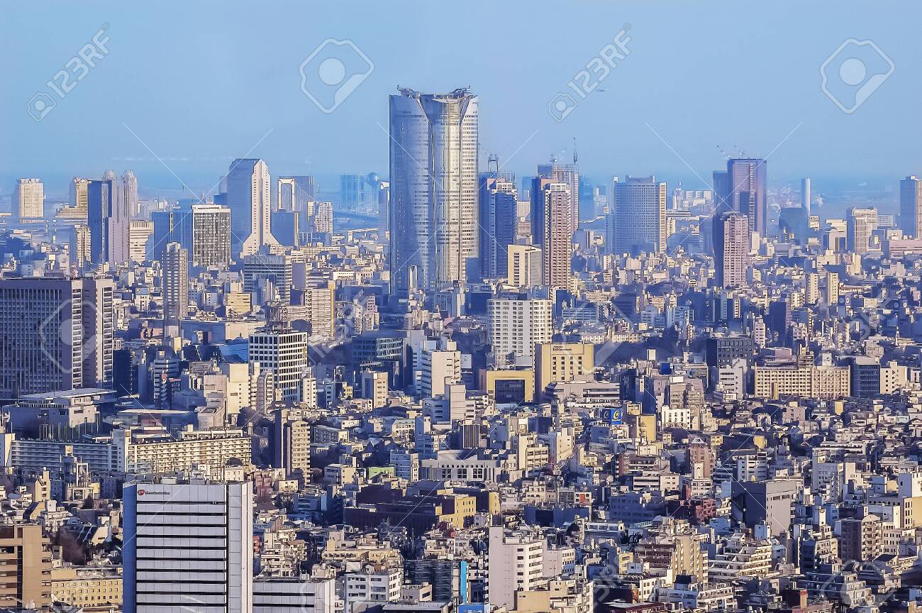 Japan Tokyo 2006: Aerial View Of Tokyo City Stock Photo