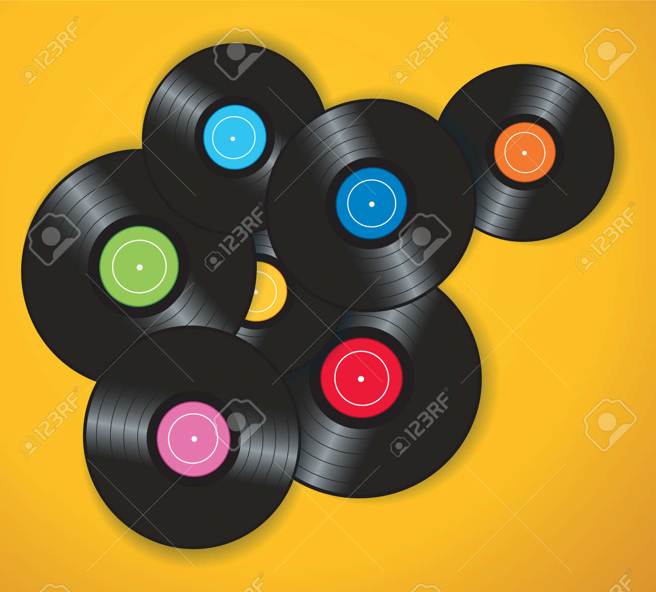 colorful vinyl records with