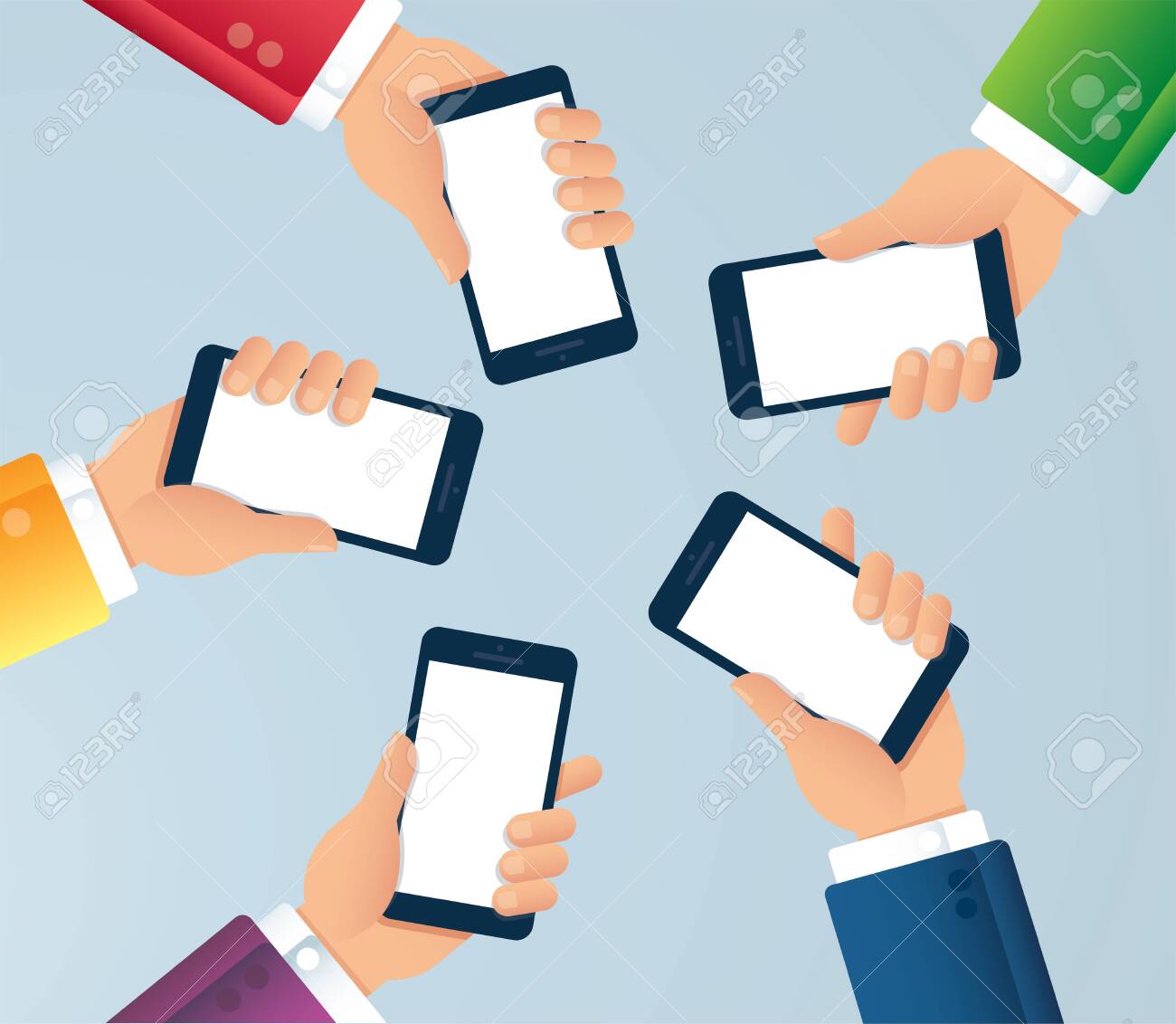 many hands holding smartphone vector illustration EPS10 - 137859587 many hands holding smartphone vector illustration EPS10 - 137859587