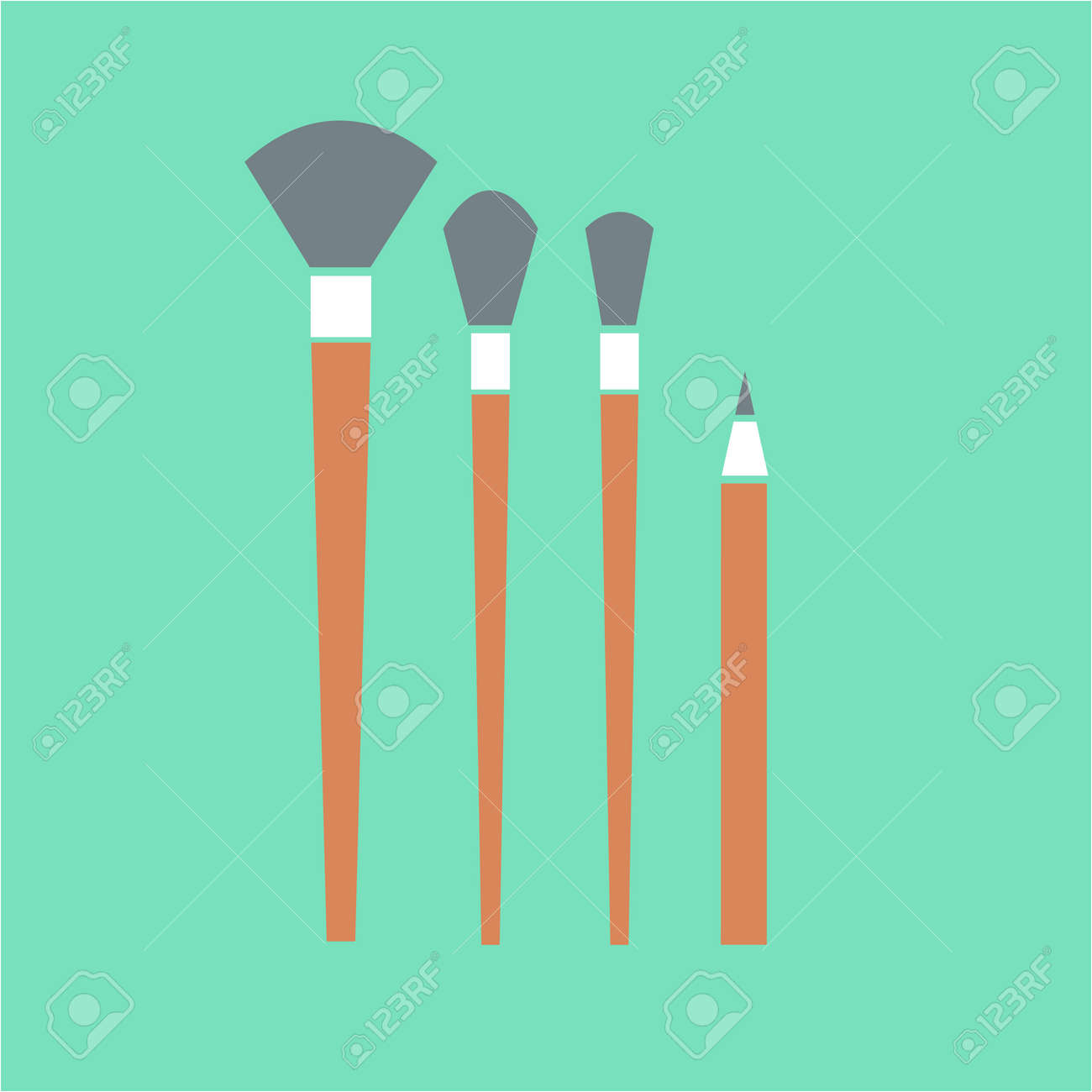 概念ベクトル化粧ブラシと鉛筆のアイコン セット モダンなフラット デザイン化粧品 スパ イラストやインフォ グラフィック コンセプト緑の背景にカラフルです のイラスト素材 ベクタ Image