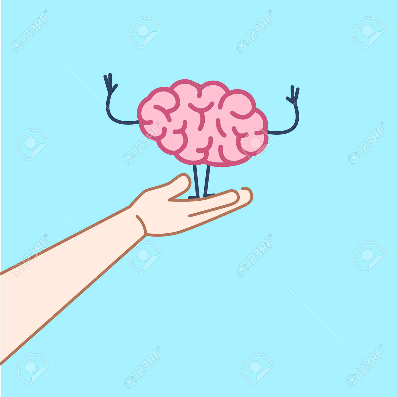 support of raising brain vector concept illustration of careful brain vector