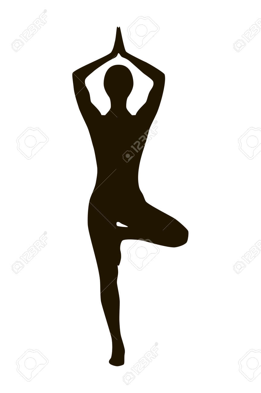 Tree Pose Yoga Vector Silhouette Icon. Wellness Symbol Клипарты, SVG,  векторы, и Набор Иллюстраций Без Оплаты Отчислений. Image 143508248