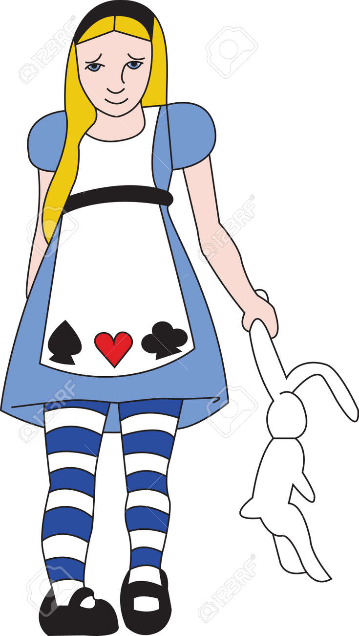 Alice The Classic Character From Wonderland Is Surprisingly Easy To Stitch She And Her Rabbit Are A Great Way To Add Some Interest To A Storybook Project Royalty Free Cliparts Vectors And