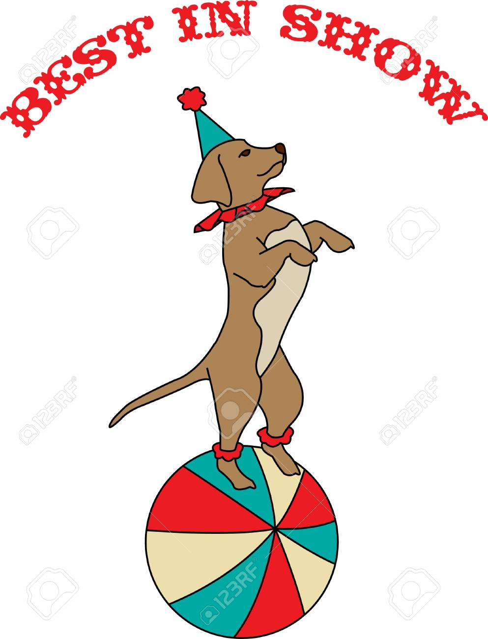 サーカスの時間だし 私たちの小さな犬は彼のトリックを実行する準備ができて 彼はサーカスのテーマ装飾の一部として超かわいいです のイラスト素材 ベクタ Image