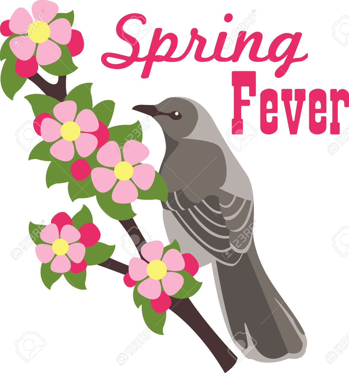 This Apple Blossom With A Mockingbird Is Beautiful Image To Add Your Design