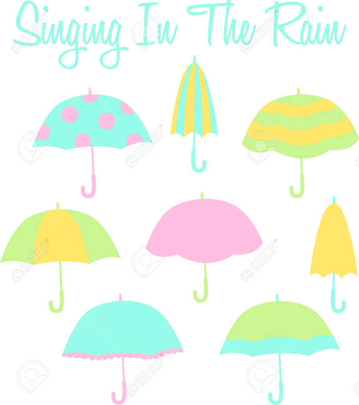雨の日やったー みんなは雨の中で歌うが好き これらが次の雨の日の準備ができてあります 誰もがそれを愛する のイラスト素材 ベクタ Image