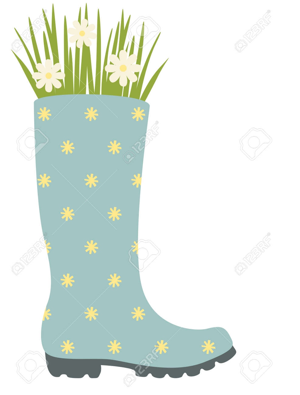 かわいい水玉花の庭師のためのウェリントン ブーツ プランター のイラスト素材 ベクタ Image かわいい水玉花の庭師のためのウェリントン ブーツ プランター のイラスト素材 ベクタ Image