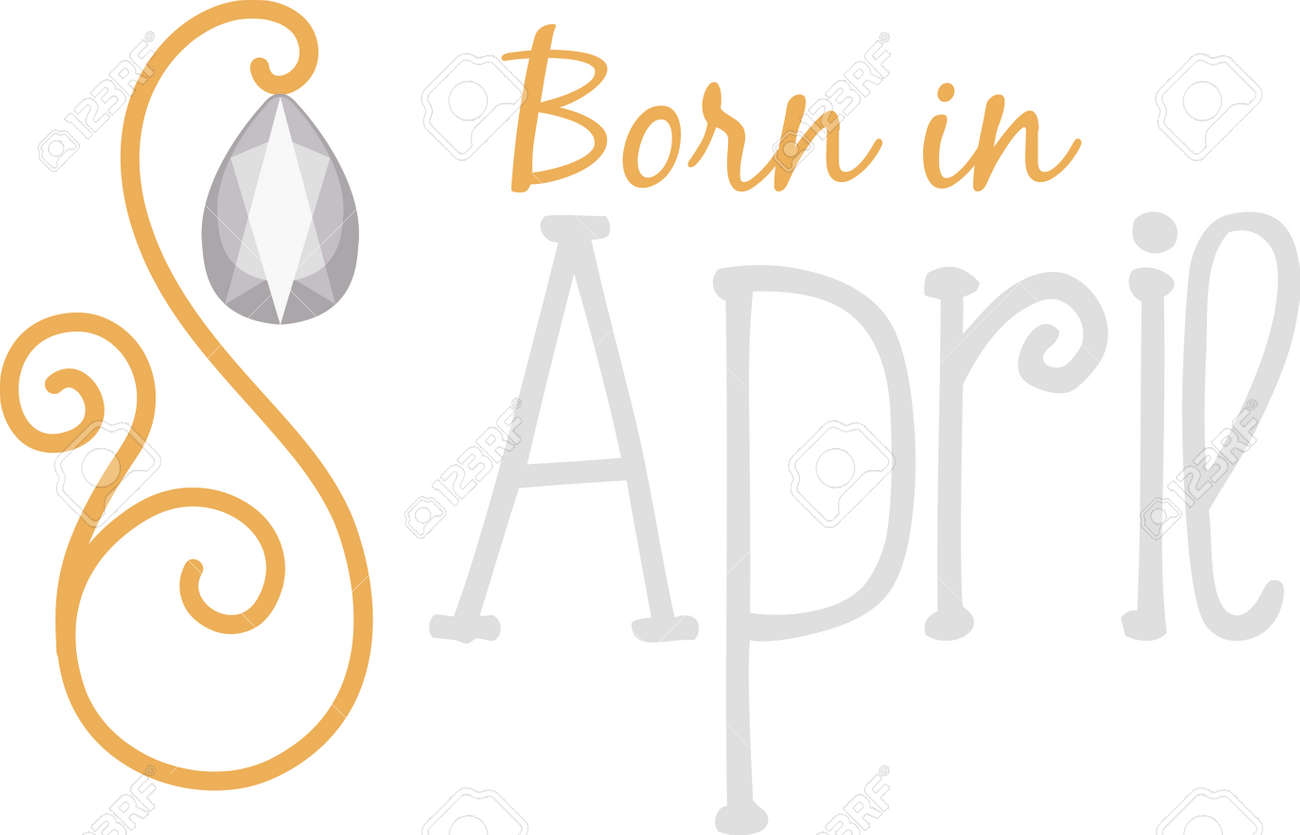 Fetez Votre Anniversaire Avril Avec Votre Pierre De Naissance Le Diamant Clip Art Libres De Droits Vecteurs Et Illustration Image