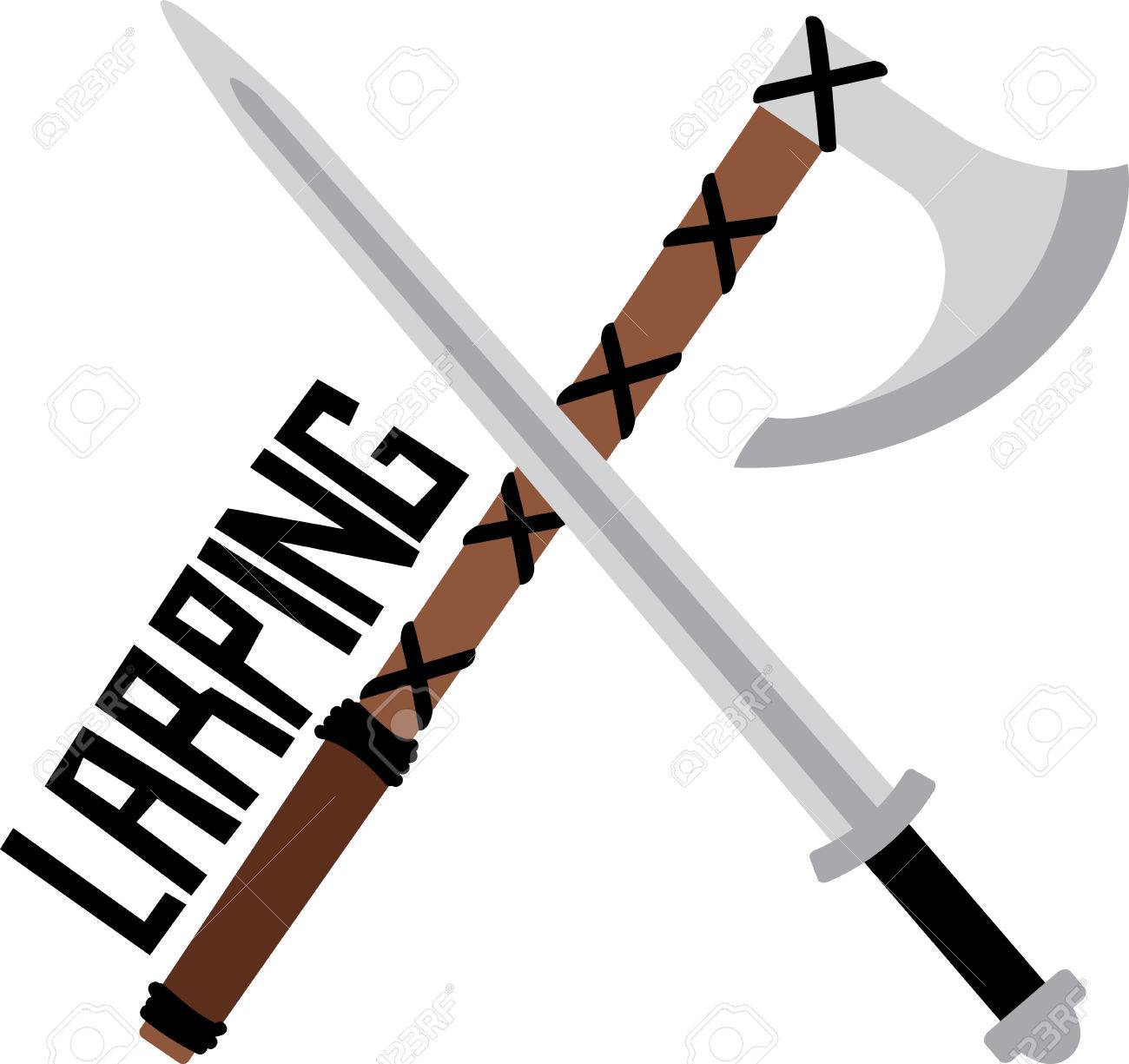 この斧 剣のデザインであなたの学校の精神を示します のイラスト素材 ベクタ Image