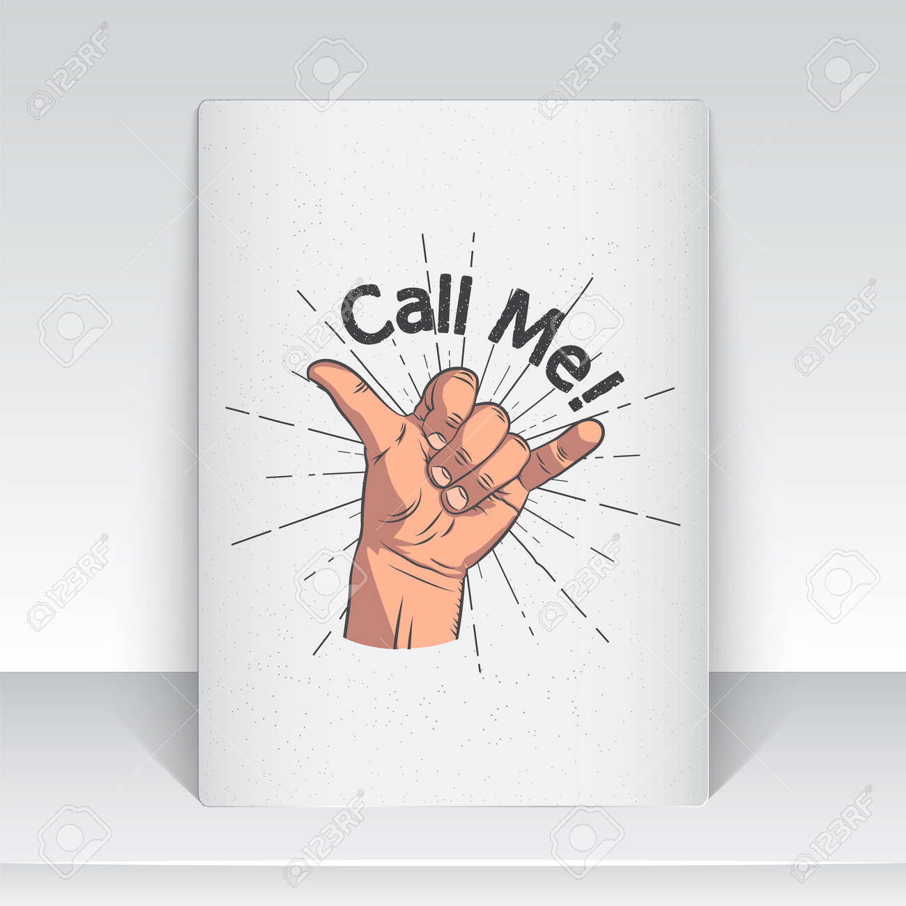 現実的なハンド ジェスチャー 私を呼び出します シャカの仲間 ジェスチャーと信号私の電話番号をダイヤル 私を呼んで 私の電話番号をダイヤル 電話でお問い合わせください フラットのベクトル図のイラスト素材 ベクタ Image