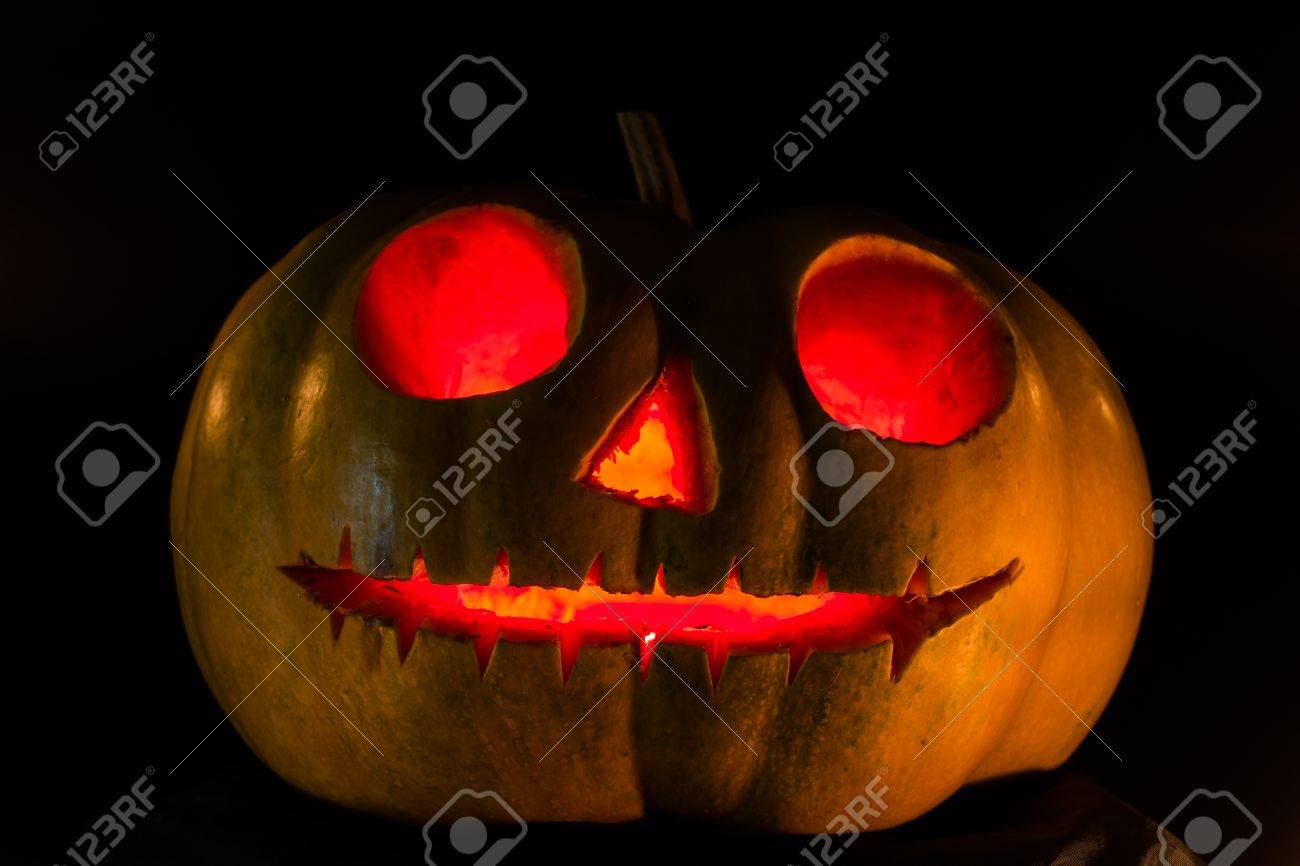 Halloween Scary Face Pumpkin On Black Background Stock Photo Picture And Royalty Free Image Image