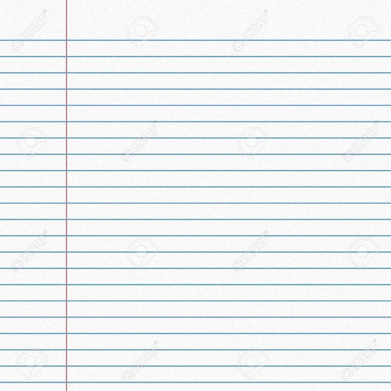 sheet of white loose leaf paper with lines and border paper lines