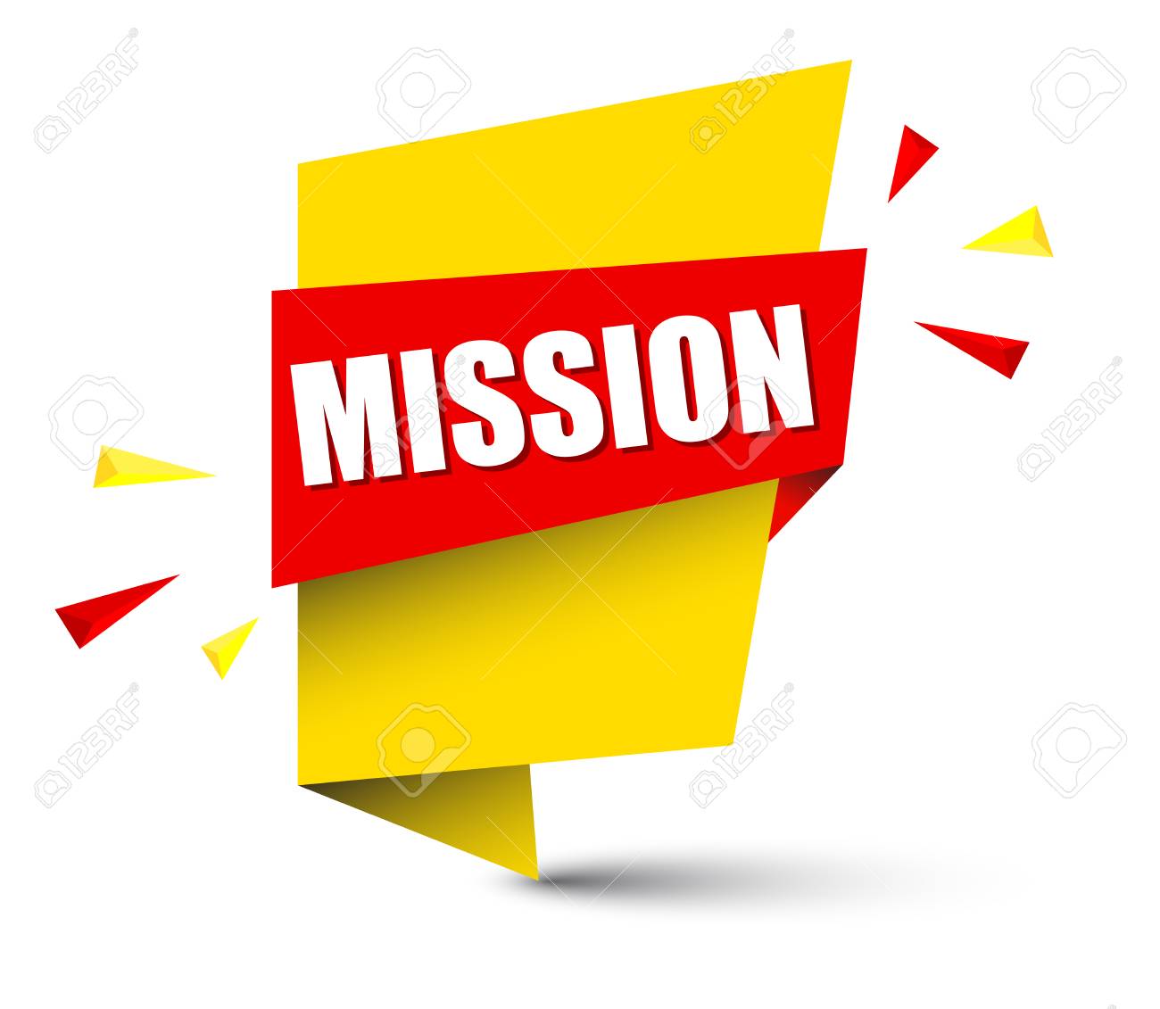 ミッションバナーはイエローとオレンジ ベクトルイラスト のイラスト素材 ベクタ Image