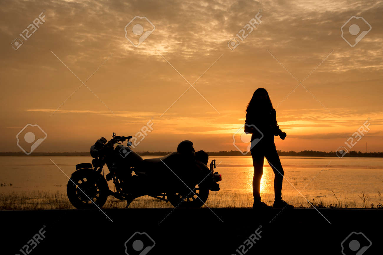 beautiful girl riding motorcycle