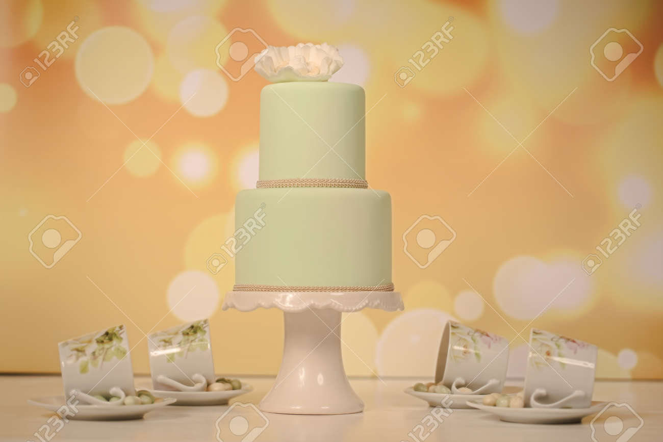 Green Marzipan Wedding Cake Stock Photo Picture And Royalty Free