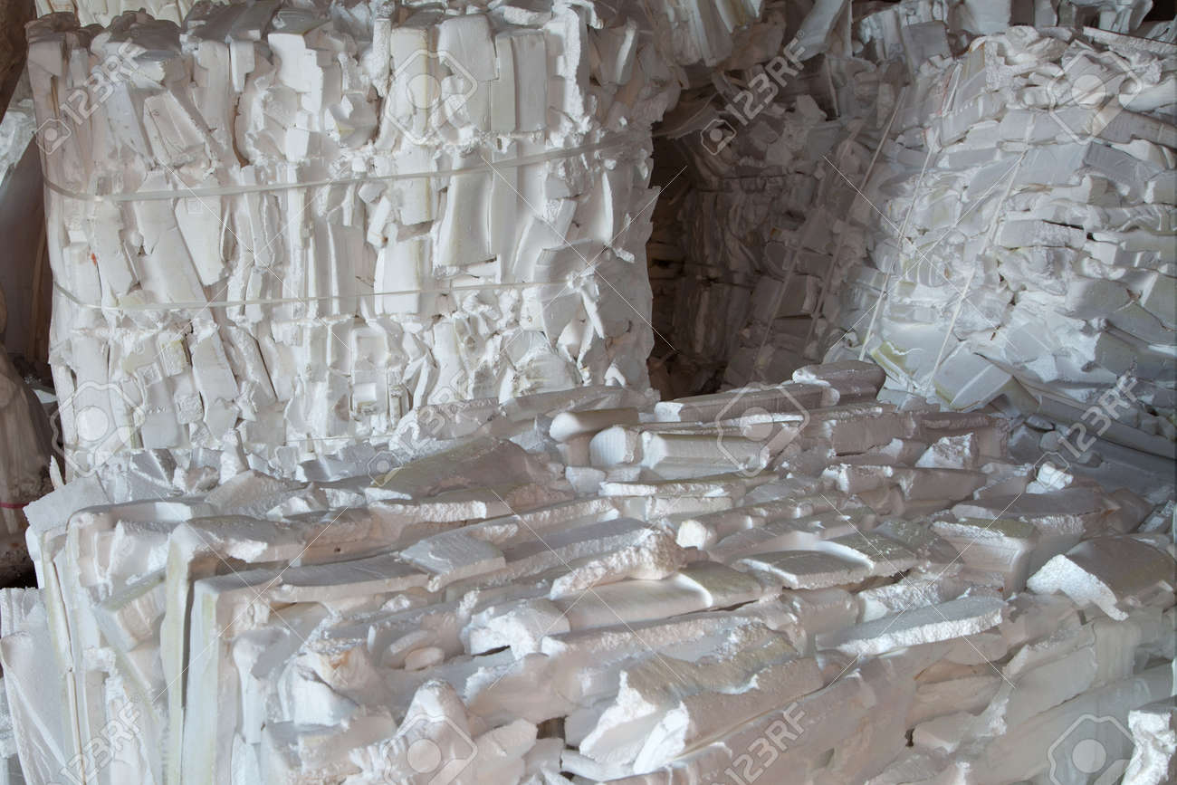 Styrofoam packed in bales for recycling - 55932780 Styrofoam packed in bales for recycling - 55932780