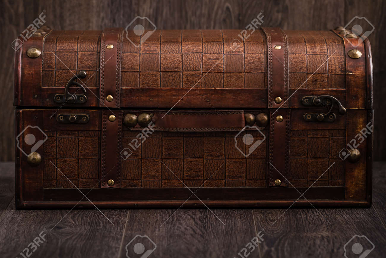 Beautiful Decorative Trunk Treasure Chest Storage Box On Brown