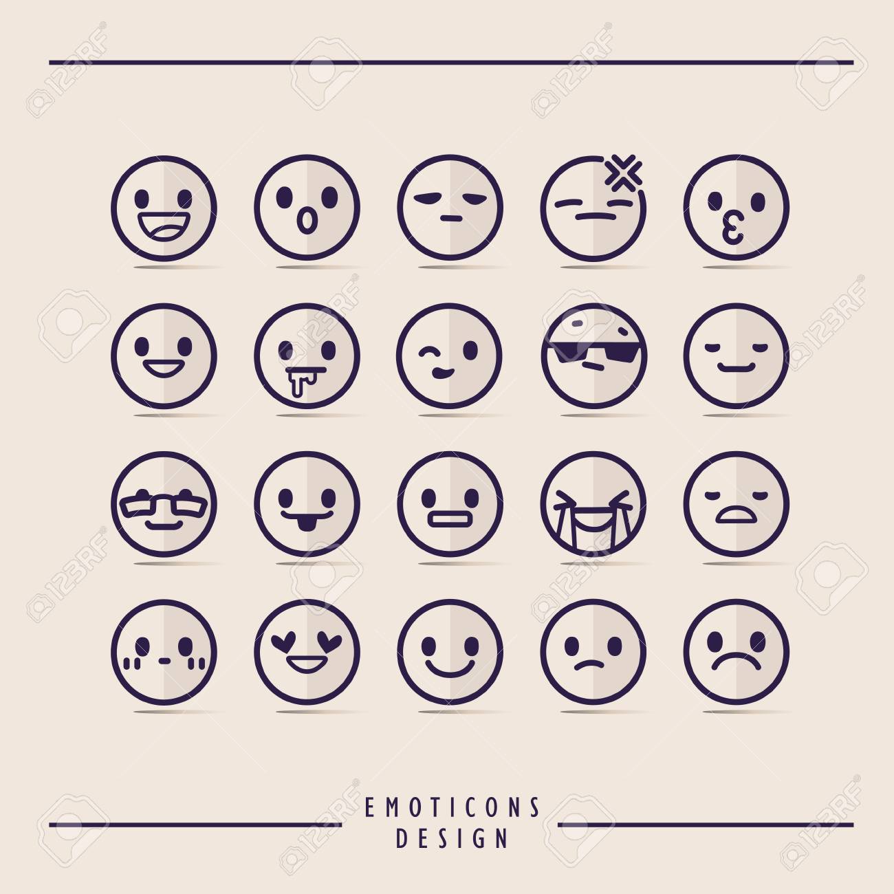 レトロな絵文字を細い線のスタイルを設定します。のイラスト素材・ベクター Image 61717636