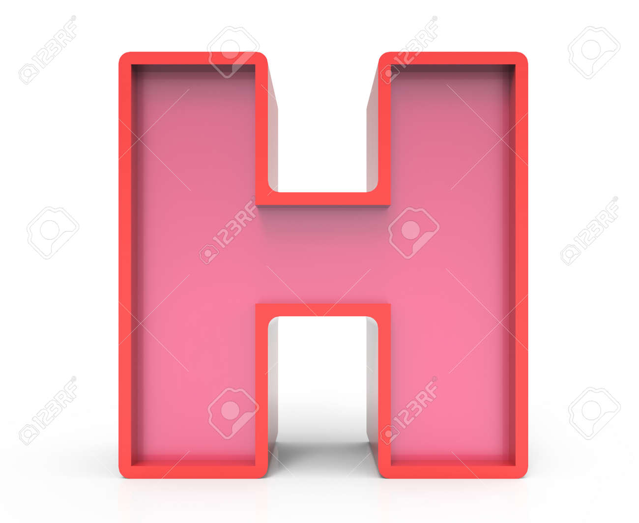 3d rendering red building block letter h isolated white background block letter h