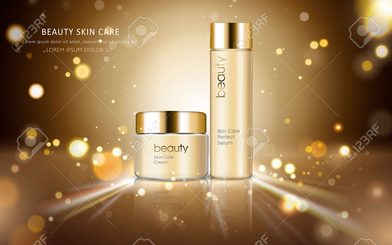 Download Skin Care Cosmetic Ads Glossy Bottle Packaging For Design With Royalty Free Cliparts Vectors And Stock Illustration Image 68054422