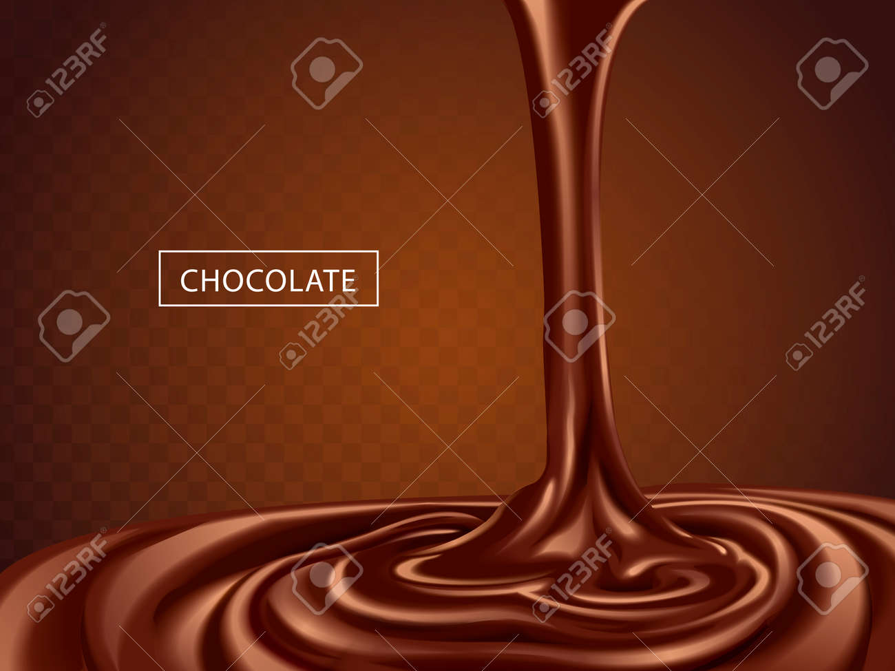 おいしいチョコレートを流れる 3 D イラストで透明な背景に分離したデザート ソースをトッピングのイラスト素材 ベクタ Image おいしいチョコレートを流れる 3 D イラストで透明な背景に分離したデザート ソースをトッピングのイラスト素材 ベクタ Image
