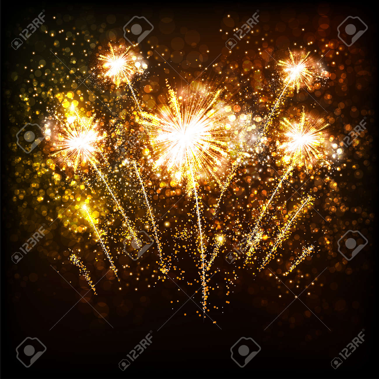 happy new year with golden fireworks template design royalty free
