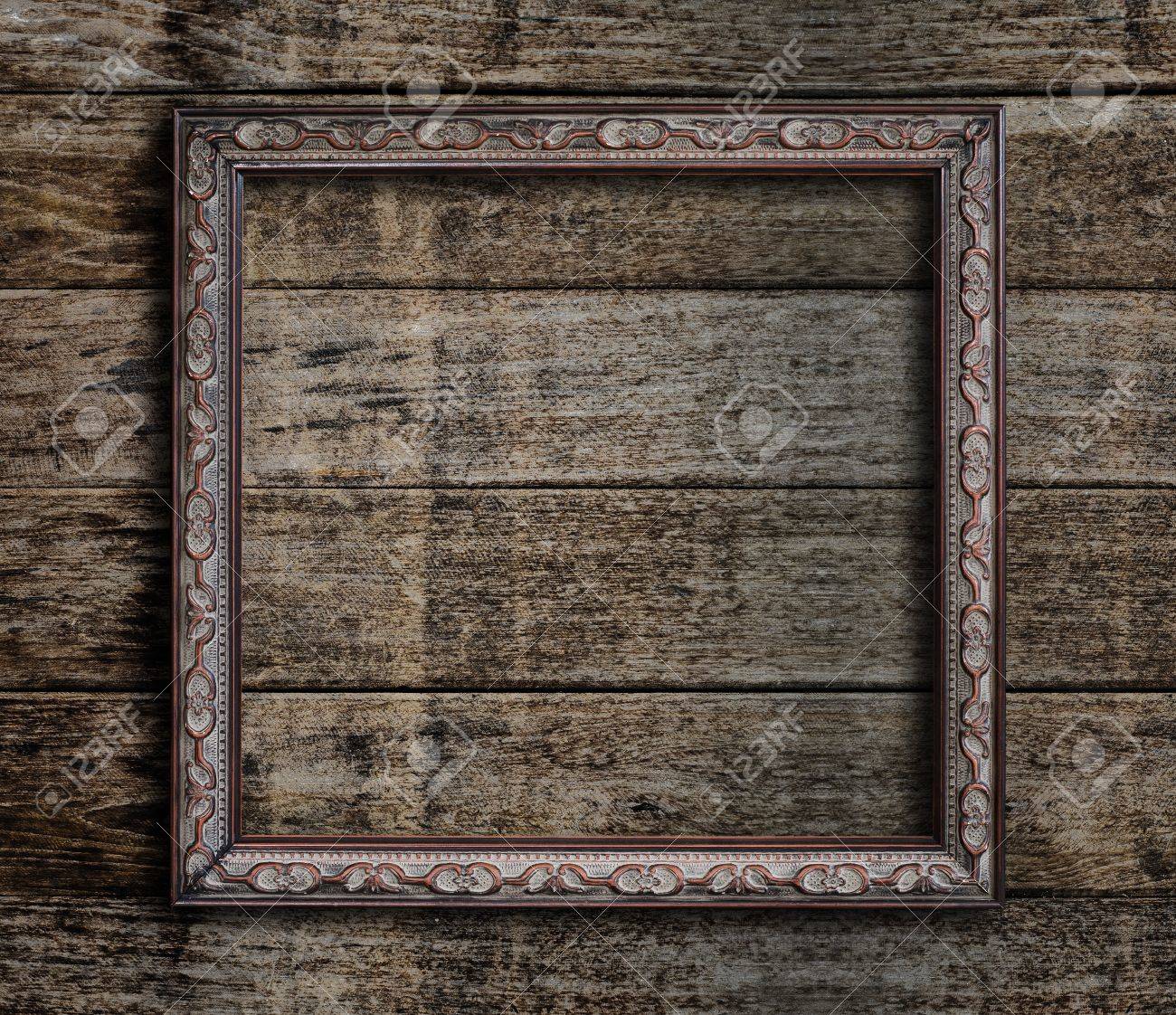 old picture frame on vintage wood wall stock photo picture and