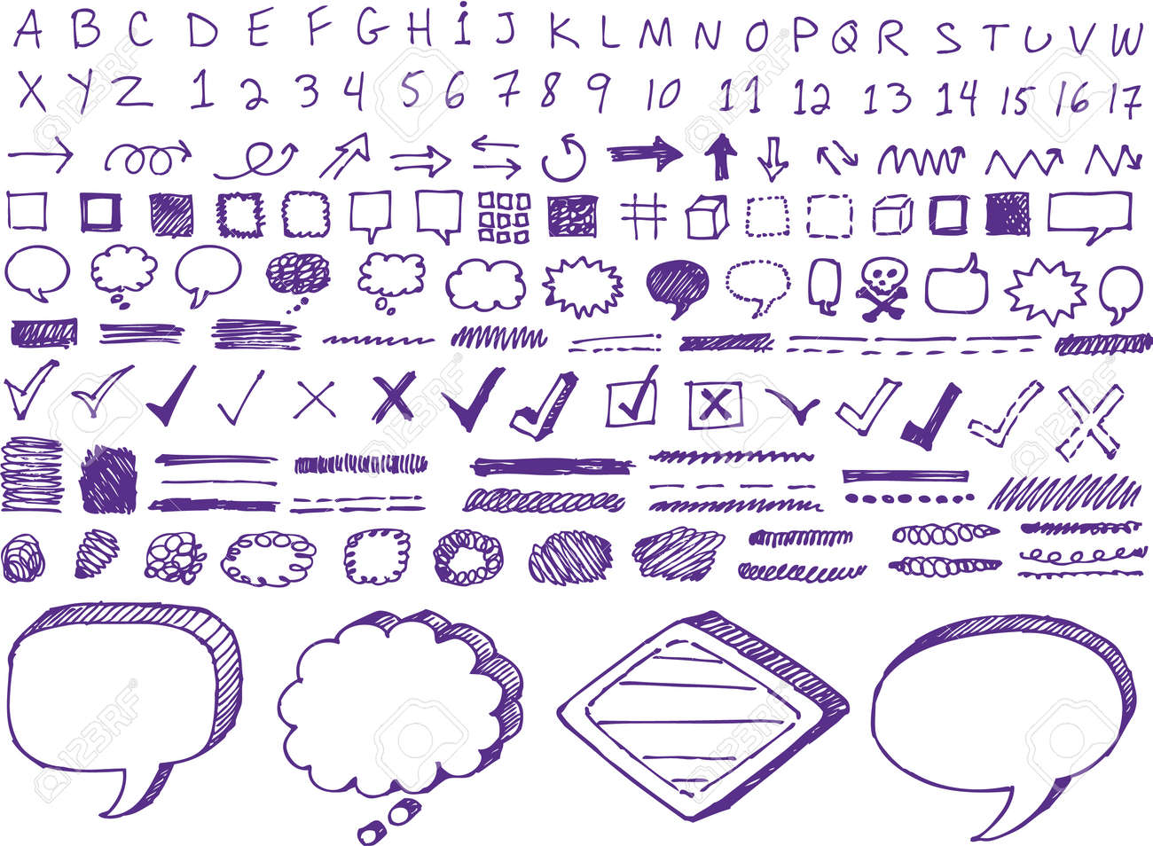 Set of hand-drawn isolated highlighter elements - 32085632 Set of hand-drawn isolated highlighter elements - 32085632