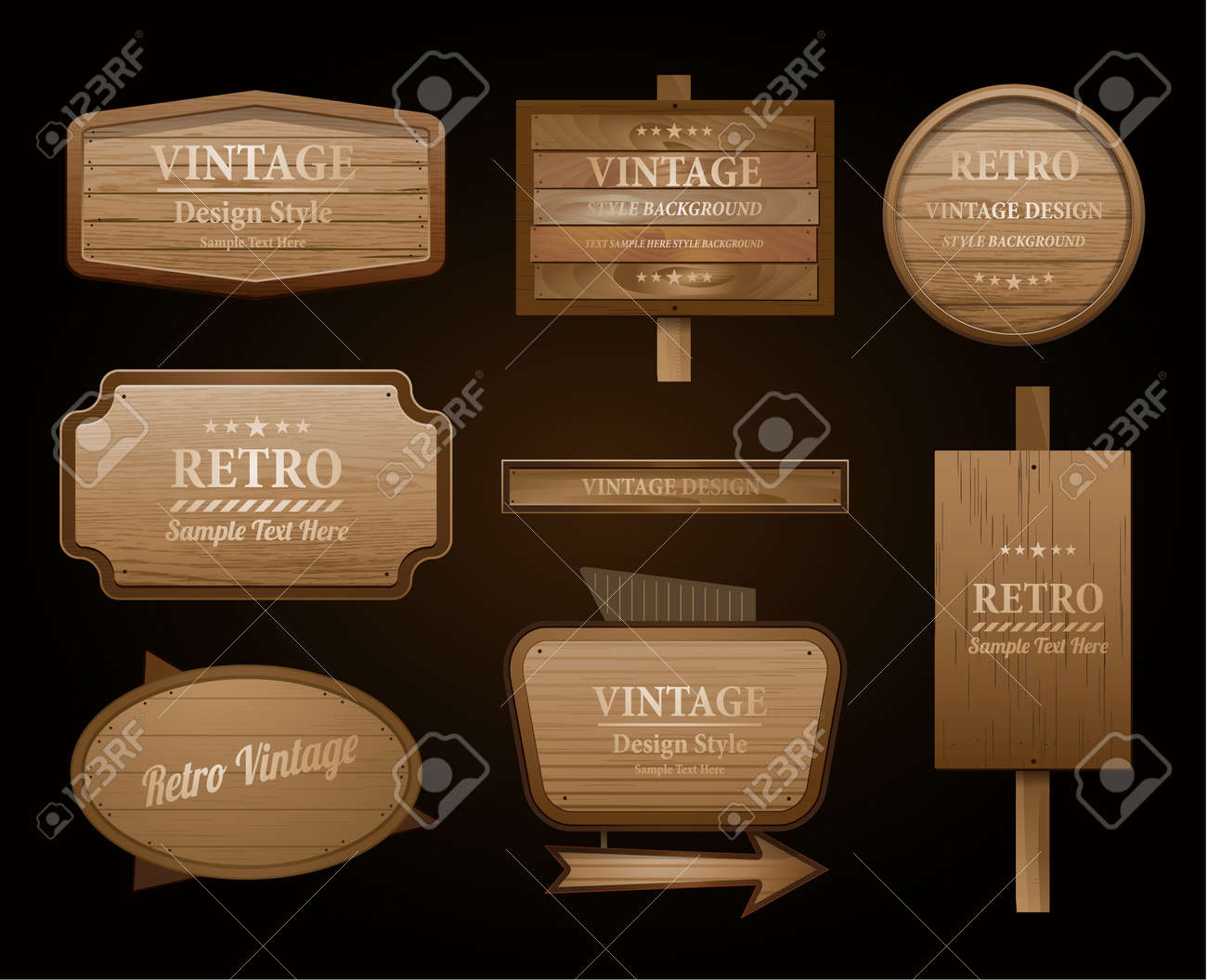 Realistic vector wood sign and banner isolated on black - 50989922 Realistic vector wood sign and banner isolated on black - 50989922