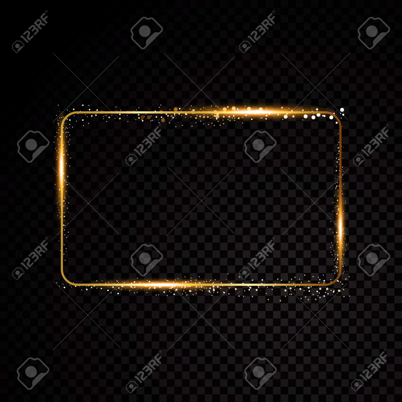 Vector rectangle frame. Shining banner. Isolated on black transparent background. Vector illustration - 73037038 Vector rectangle frame. Shining banner. Isolated on black transparent background. Vector illustration - 73037038
