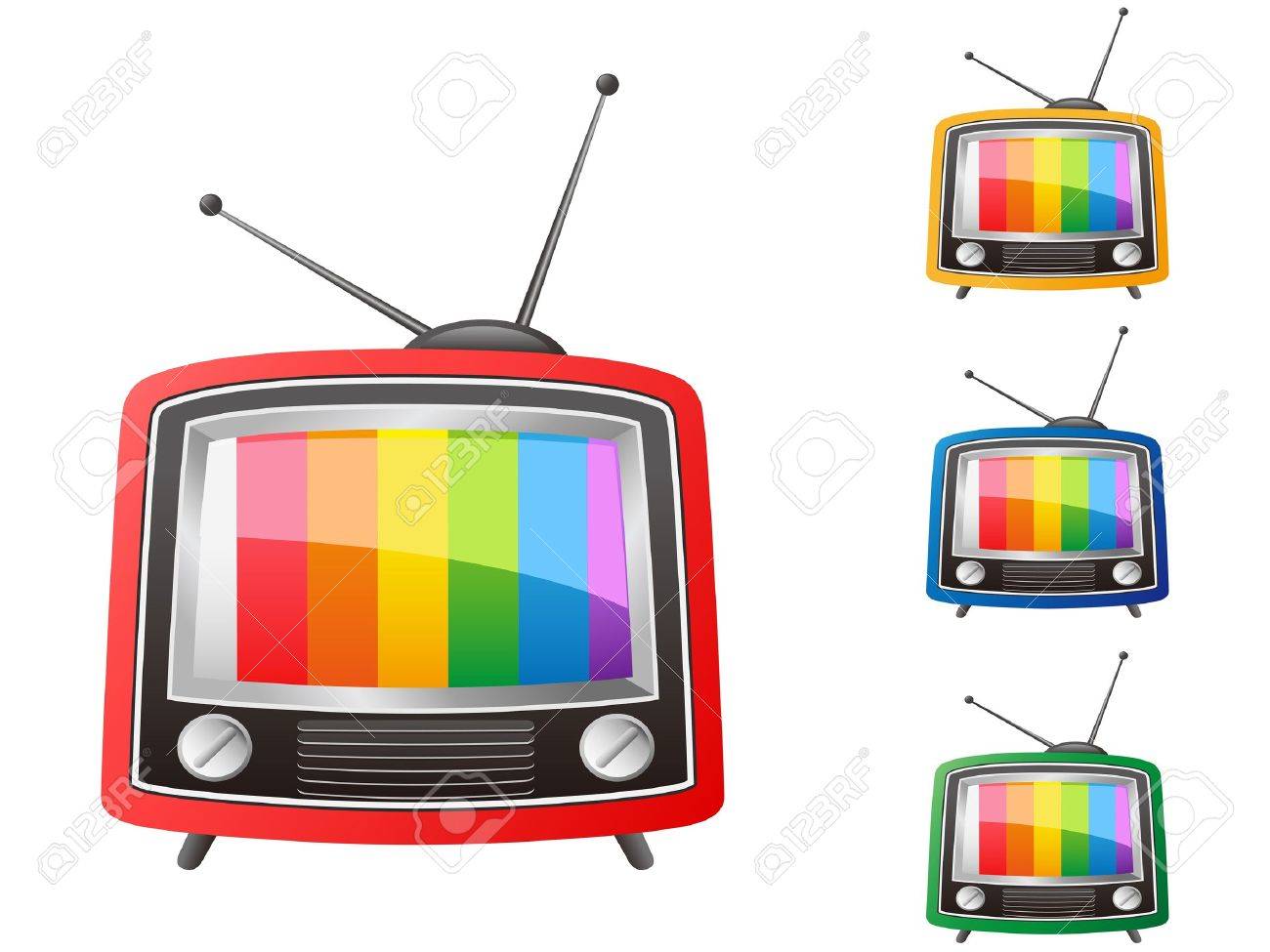 孤立した白い背景とレトロなカラーテレビのイラスト素材 ベクタ Image 孤立した白い背景とレトロなカラーテレビのイラスト素材 ベクタ Image