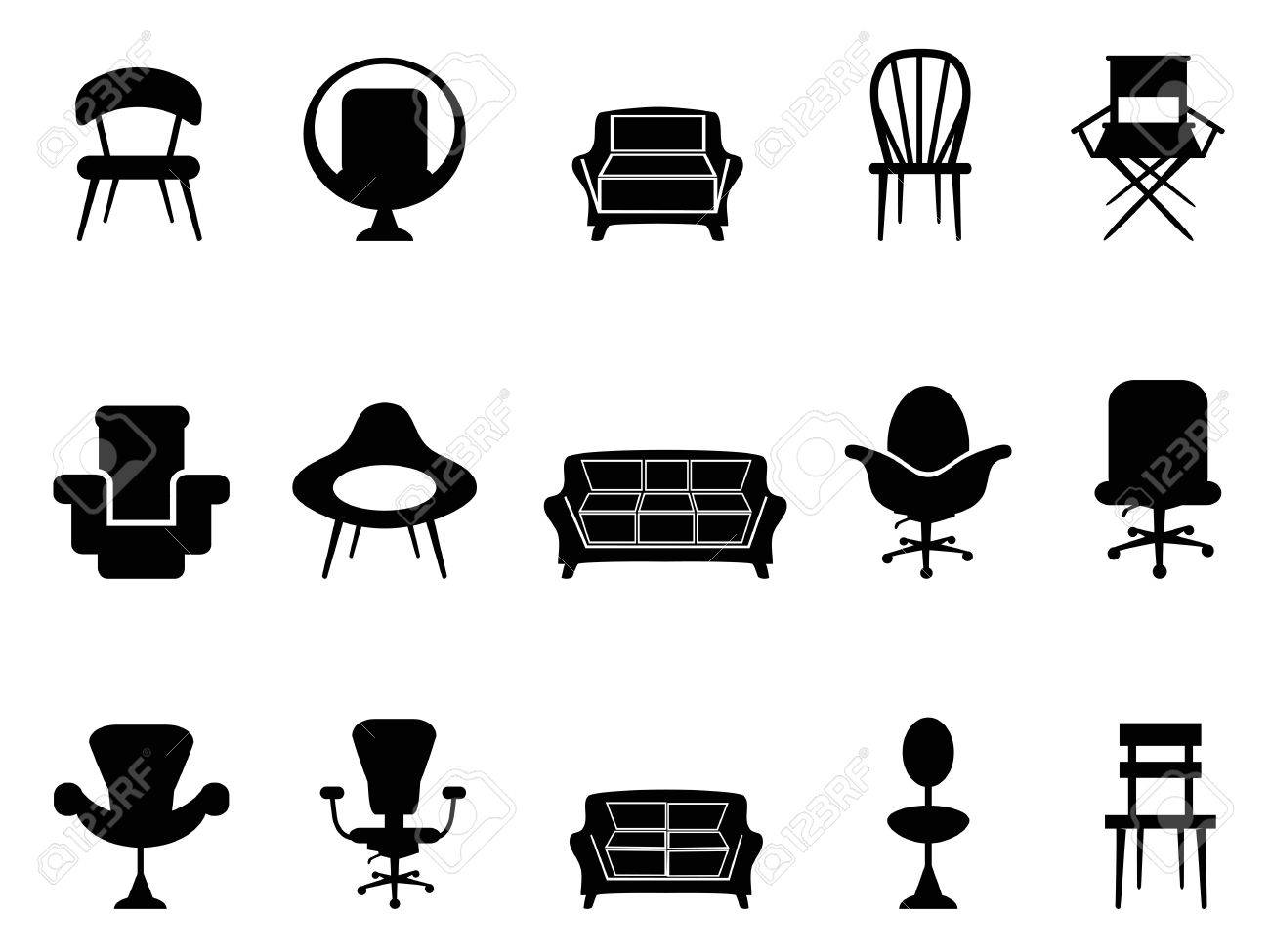 白い背景で隔離された椅子アイコン のイラスト素材 ベクタ Image