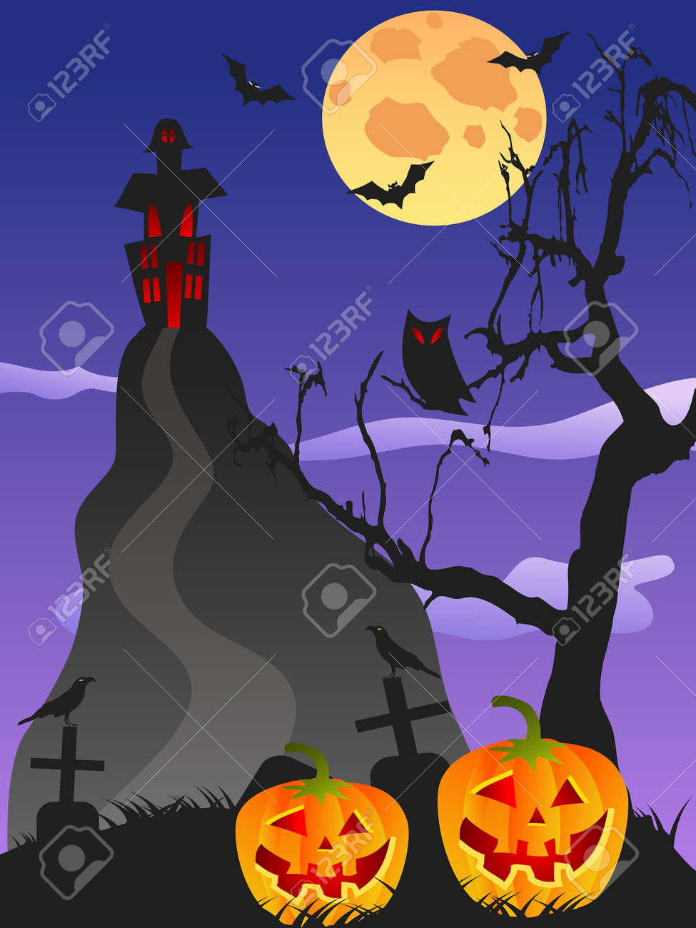 spooky halloween background with halloween related themes for