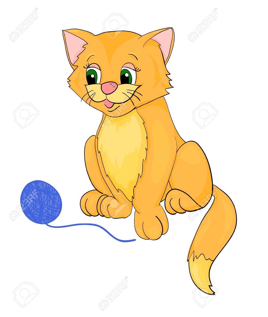 Cat Playing, Cartoon, With Isolation On A White Background Royalty Free  SVG, Cliparts, Vectors, and Stock Illustration. Image 16012763., image size:1099x1300
