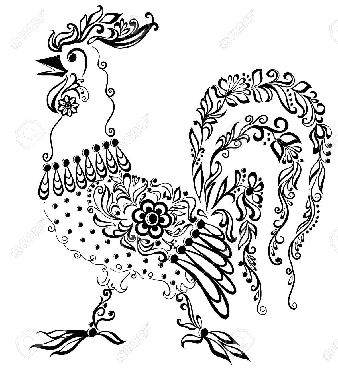 Oiseau Abstrait Isolé Sur Blanc Dessin à La Main