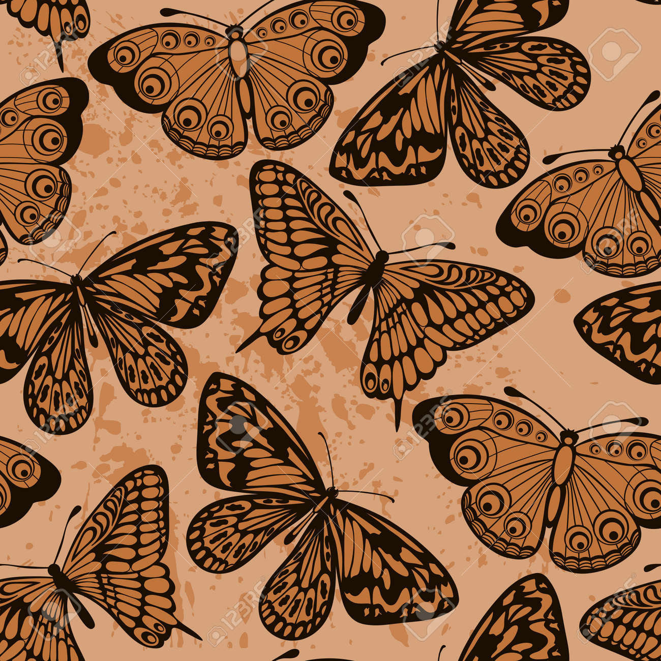 Beautiful seamless background Butterflies on old dirty paper Vintage style Many similarities to the author - 19242474 Beautiful seamless background Butterflies on old dirty paper Vintage style Many similarities to the author - 19242474