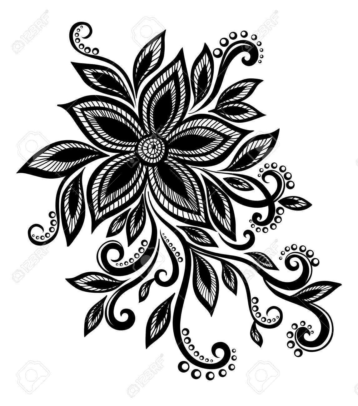beautiful black and white flower with imitation lace, eyelets, design element. Many similarities in the profile of the artist - 19859013 beautiful black and white flower with imitation lace, eyelets, design element. Many similarities in the profile of the artist - 19859013