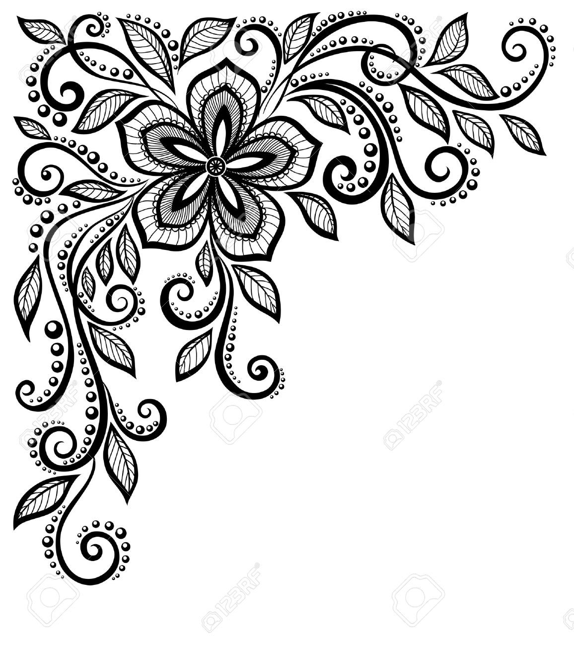 beautiful black-and-white lace flower in the corner With space for your text and greetings Many similarities in the profile of the artist - 20314192 beautiful black-and-white lace flower in the corner With space for your text and greetings Many similarities in the profile of the artist - 20314192