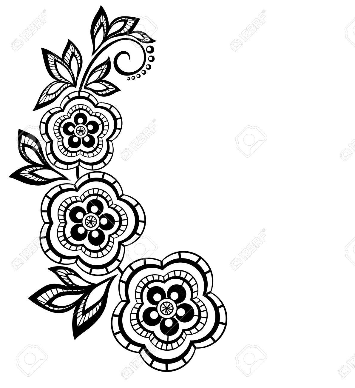 Isolated branch with flowers design element With the effect of lace eyelets Many similarities in the profile of the artist - 20314196 Isolated branch with flowers design element With the effect of lace eyelets Many similarities in the profile of the artist - 20314196