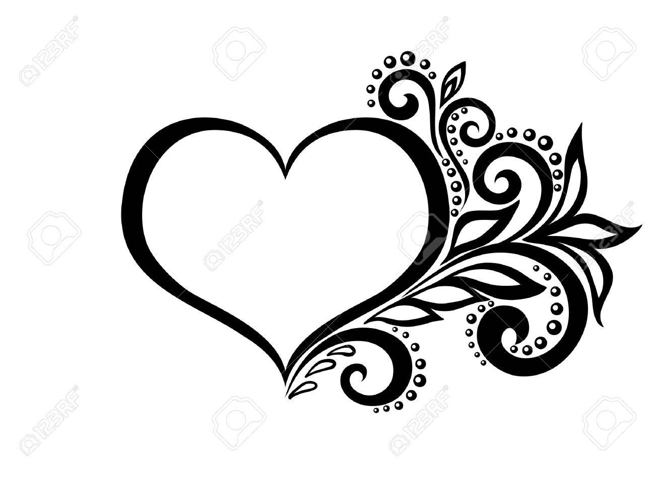 Schone Silhouette Des Herzens Von Spitzen Blumen Ranken Und Blattern Isoliert Auf Weiss Lizenzfrei Nutzbare Vektorgrafiken Clip Arts Illustrationen Image 22956782