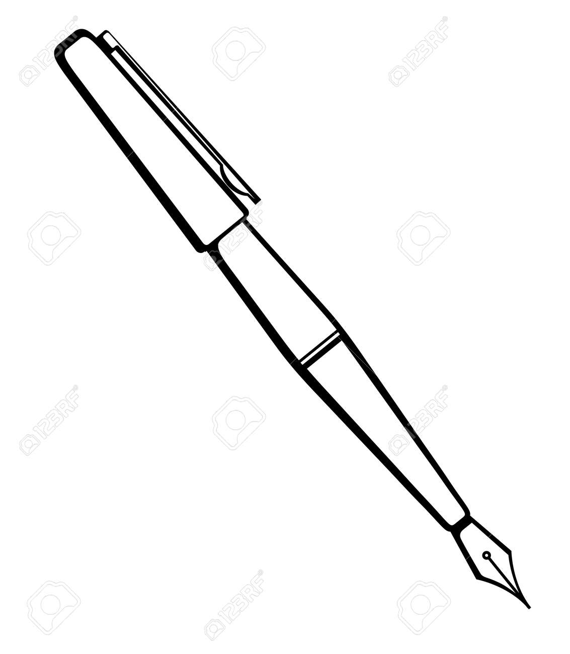 Vector monochrome illustration of ink pen - 22956801 Vector monochrome illustration of ink pen - 22956801
